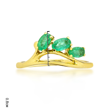 Золотое кольцо с натуральными овальными изумрудами