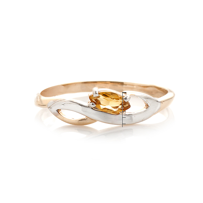 Золотое кольцо с цитрином маркиз