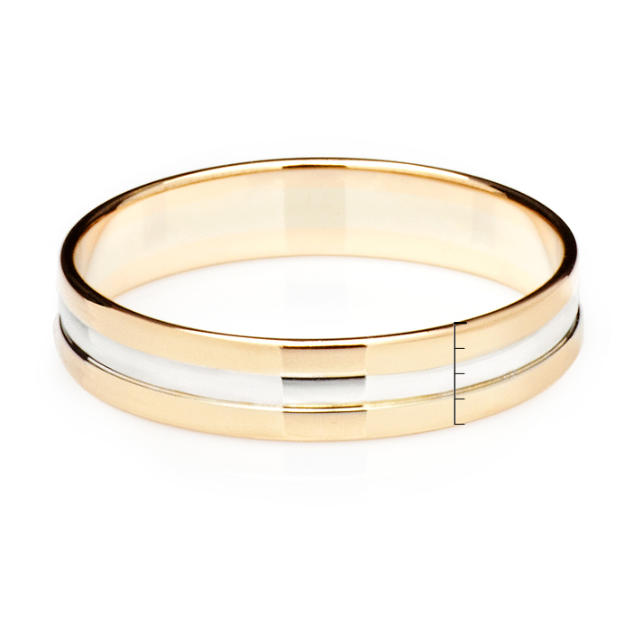 Обручальное кольцо из комбинированного золота 4мм