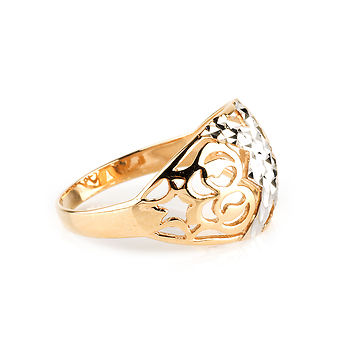 Золотое кольцо "чалма" с алмазной гранью