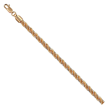 Золотой пустотелый браслет "корда с шариковой цепочкой"