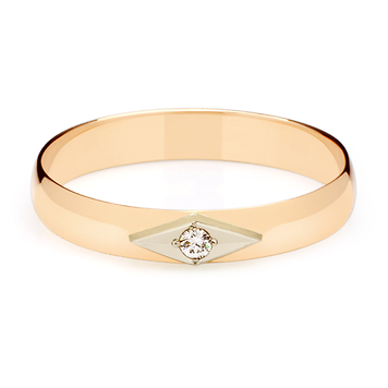 Кольцо обручальное из розового золота с бриллиантом 4мм