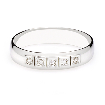 Обручальное кольцо из белого золота с 5-тью бриллиантами