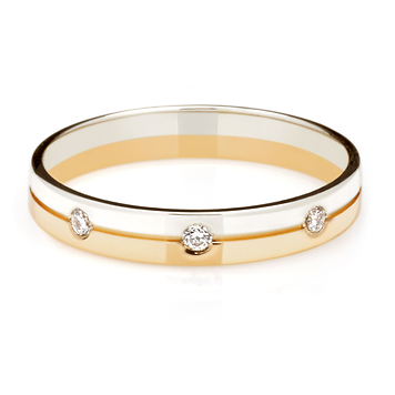 Обручальное кольцо из комбированного золота с фианитами 3,3 мм