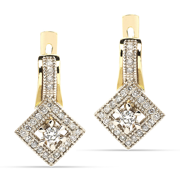 Золотые элегантные серьги с бриллиантами