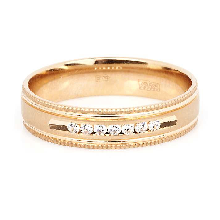 Обручальное кольцо с 7 фианитами из золота