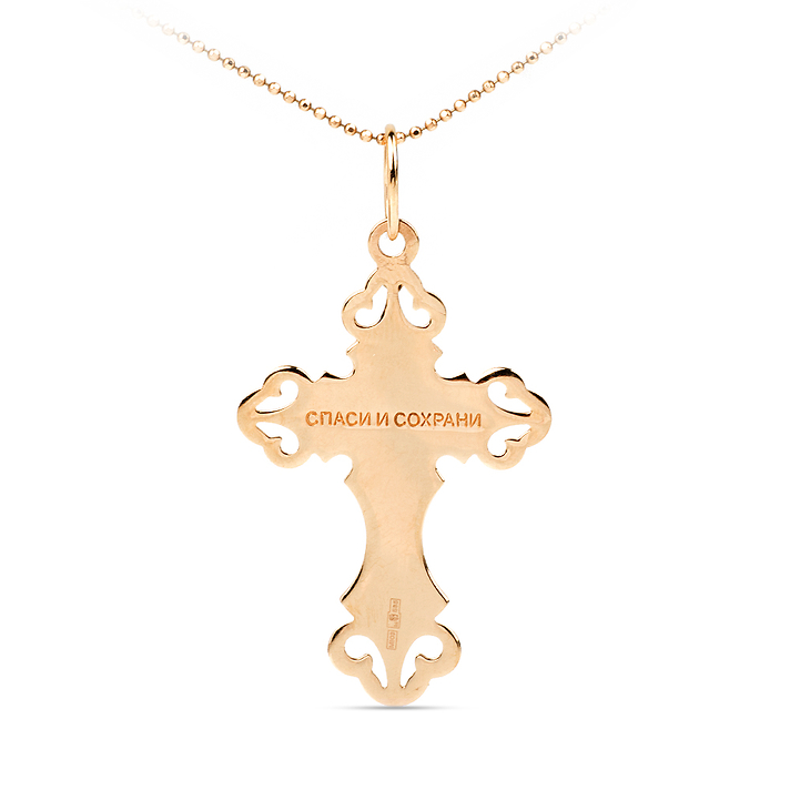 Золотой крест православный с распятием из белого золота