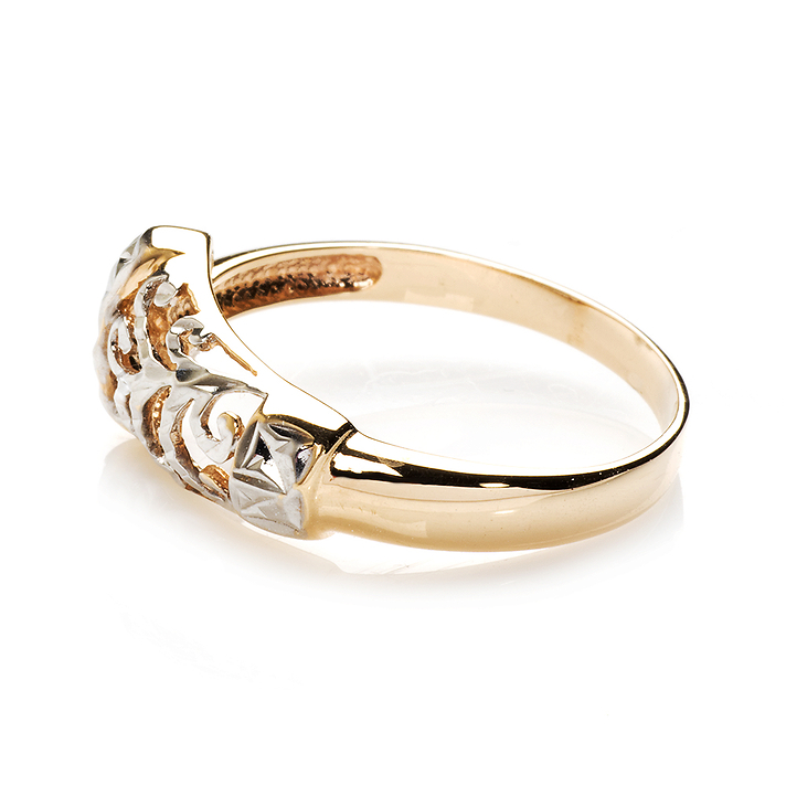 Золотое кольцо "ажурное" с алмазной гранью