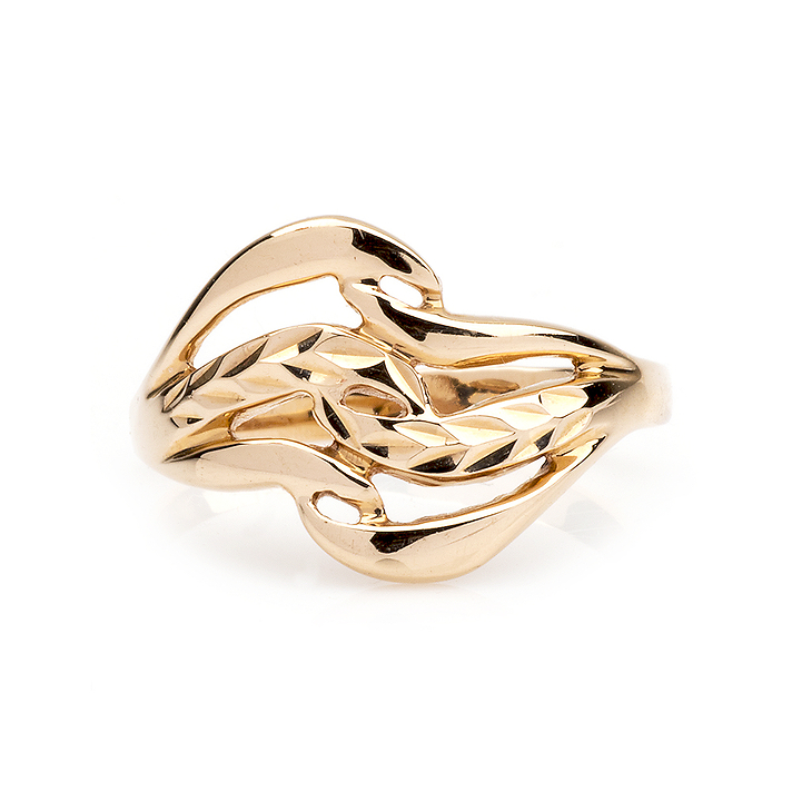 Золотое кольцо "лапки" с алмазной гранью