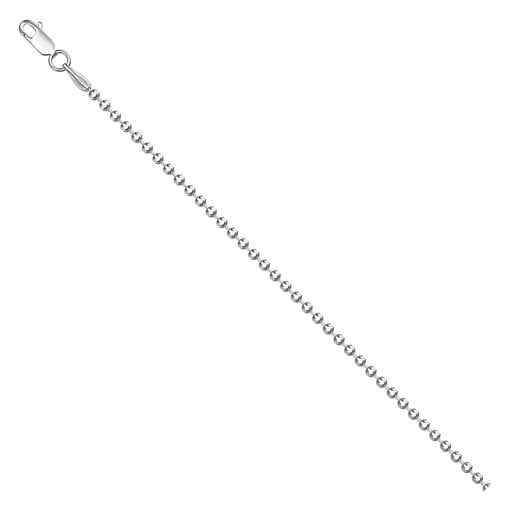 Родированая серебряная цепочка "шариковая (перлина)" с алмазной гранью