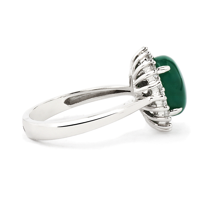 Кольцо из серебра малинка с зеленым агатом