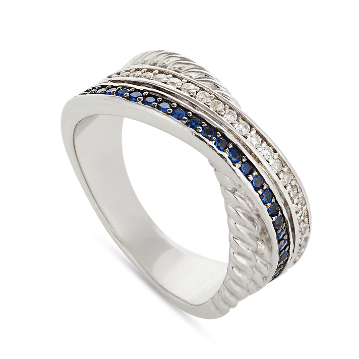 Серебряное кольцо с синими камнями
