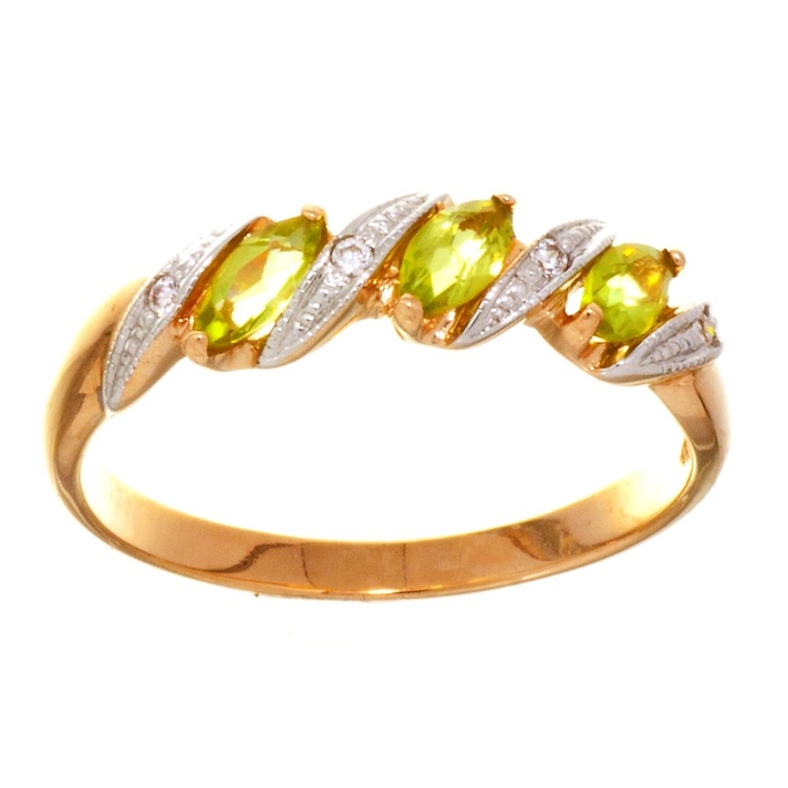 Золотое кольцо с хризолитами