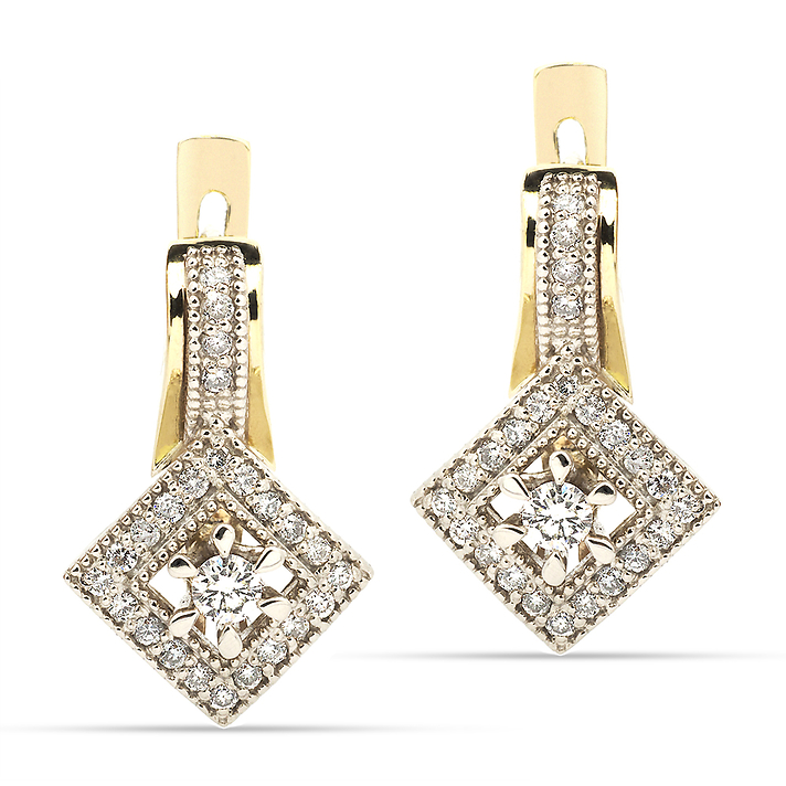 Золотые элегантные серьги с бриллиантами