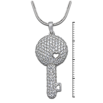 Кулон ключик из серебра с россыпью камней