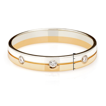 Обручальное кольцо из комбированного золота с фианитами 3,3 мм