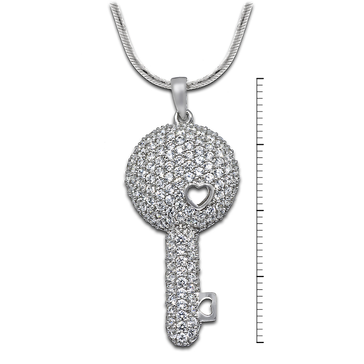 Кулон ключик из серебра с россыпью камней