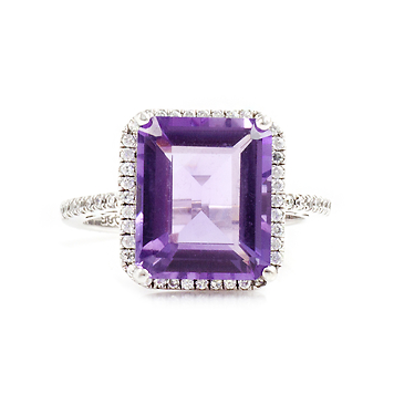 Серебряное кольцо с аметистом формы октагон