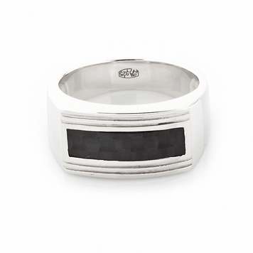 Мужское кольцо с черным карбоном