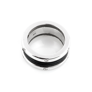 Серебряное кольцо со вставкой из кожи