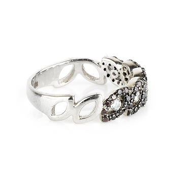 Серебряное кольцо с коричневыми фианитами