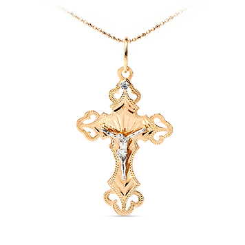Золотой крест православный с распятием из белого золота