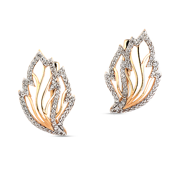 Золотые серьги "листья" с фианитами