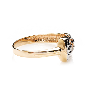 Золотое кольцо "ажурное" с алмазной гранью
