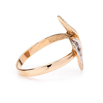 Золотое кольцо "узелок" с фианитами