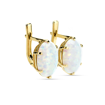 Серьги из желтого золота с опалом