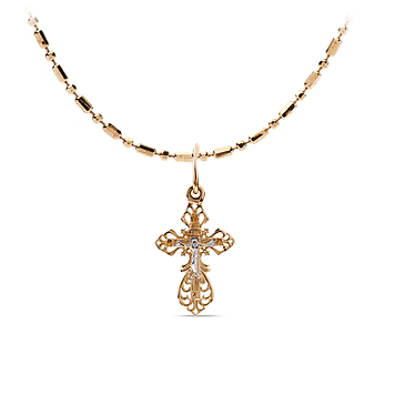 Золотой крестик "ажурный" православный
