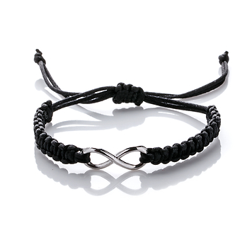Браслет из черной нити символ "Бесконечность"