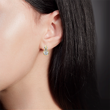 Серьги, белое золото, лимонное золото, б/ц swarovski gems