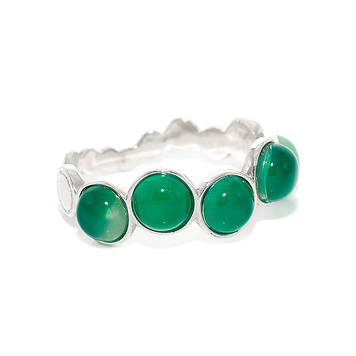 Серебряное кольцо с зелеными агатами