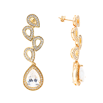 Серьги "Капельки" вечерние серебро золочение 999