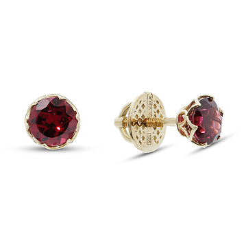серьги золото лимонное 585 гранат