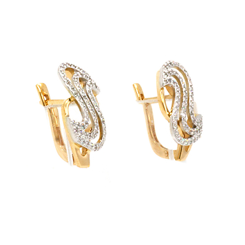 Золотые серьги "волна" с фианитами Золотые серьги "волна" с фианитами