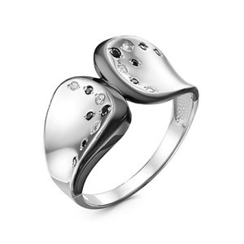 Кольцо с черными фианитами