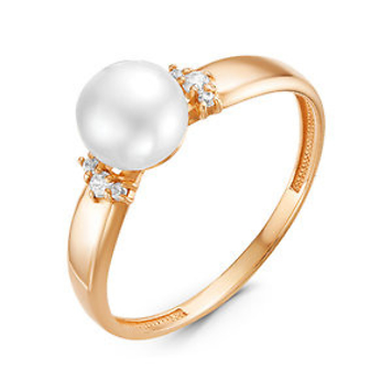 Золотое кольцо с круглым белым жемчугом