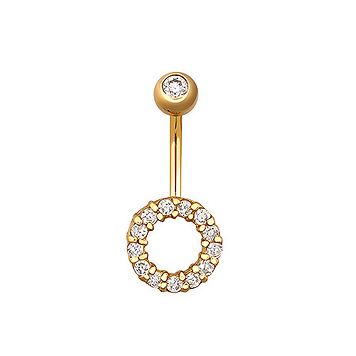 Пирсинг в пупок из лимонного золота