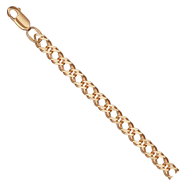 Золотой цепочный легковесный браслет "двойной ромб" с алмазной гранью