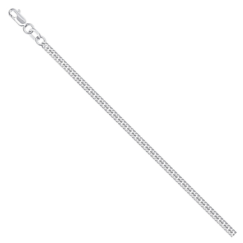 Серебряная цепочка родированая "гурмета допиа (двойная панцирная)" с алмазной гранью
