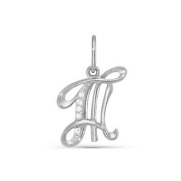 Серебряная родированая буква "Т"