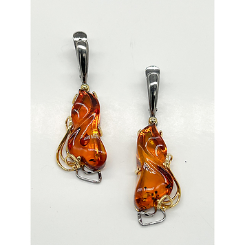 серебро 925 Серьги с янтарем