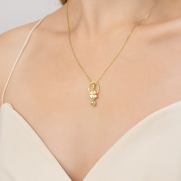 Подвеска, белое и лимонное золото, бриллианты