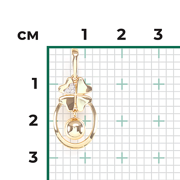 Подвеска, белое и лимонное золото, бриллианты