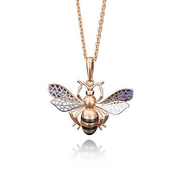 Подвеска, красное золото, черные фианиты