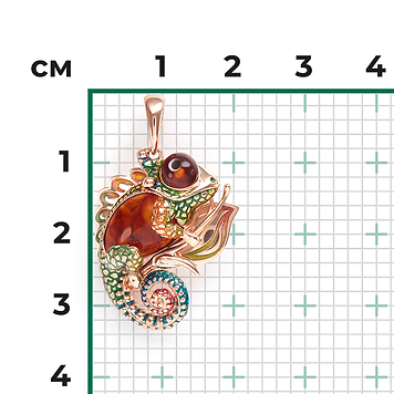 Подвеска, красное золото, янтарь