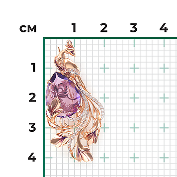 Брошь, красное золото, топаз, аметист Брошь, красное золото, топаз, аметист