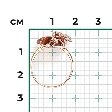 Кольцо, красное золото, топаз, янтарь